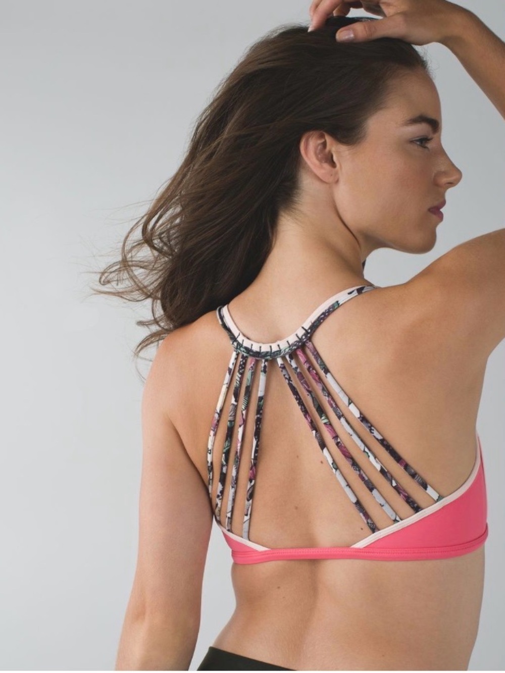 Lululemon Lighten Up Bra Pink Lemonade Caged Strappy Back Gym Studio 4